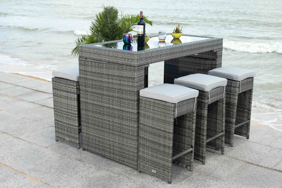 Bộ bàn ghế ăn / bar Wicker WS006